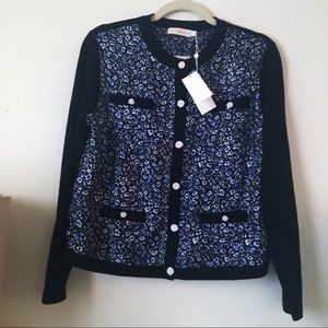 Tory Burch silk front Kendra cardigan